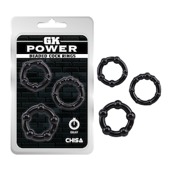 C & B: 2D - GK POWER - BEADED COCK RINGS - SET OF 3 -  BLACK - CN-330300015