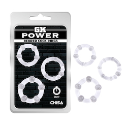 C & B: 2D - GK POWER - BEADED COCK RINGS  SET OF 3 - CLEAR