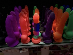 Dongs: 3D - SILICONE - DONGS SECONDS - 7-8" REALISTIC WITH BALLS - DARK PURPLE - CN-D-01**