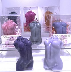 SCENTED ORNAMENTAL CANDLES: SJ - FEMALE FORM 1 CANDLES - ASSORTED COLOURS  -  PACKAGED  - SJ-FF-01**