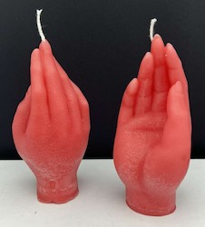 SUE'S CANDLES: SJ -HANDS - CUPPED HAND -  PACKAGED  - SJ-HCH**