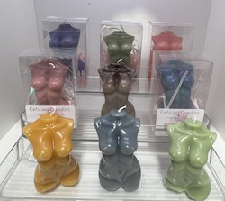 SCENTED ORNAMENTAL CANDLES: SJ - FEMALE FORM 2 CANDLES - ASSORTED COLOURS  -  PACKAGED  - SJ-FF-02**