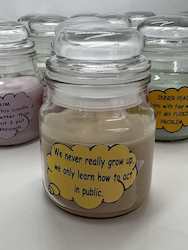 SCENTED ORNAMENTAL CANDLES: SJ - INSIGHTFUL CANDLES -  WE NEVER REALLY GROW UP... **